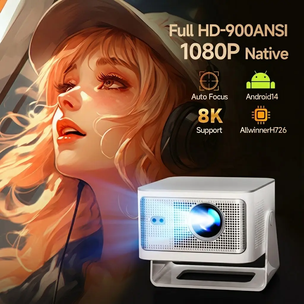 HY350MAX 900ANSI Projector Auto Focus 8K Decode Android 14 Allwinner H726 Built-in 15W HiFi Speaker Dual WiFi6 BT5.4 Native 1080P 1.0:1 short Throw Portable Smart Projector For Home Cinema Movie Night #SummerWins #DealsForYouDays