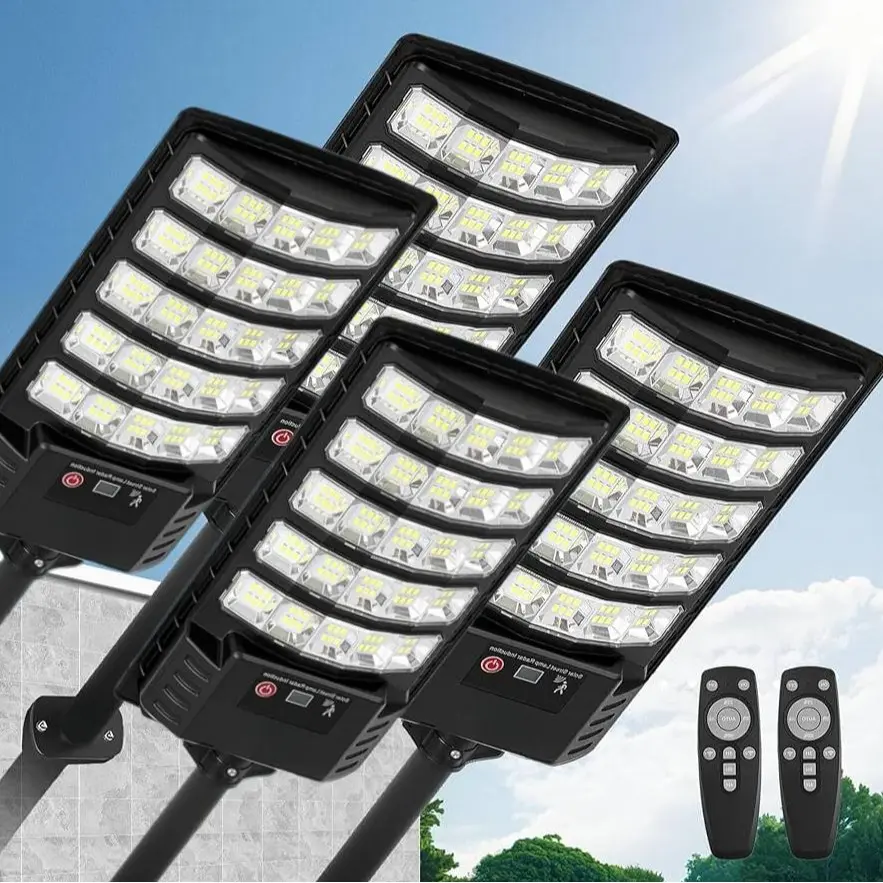 Ultra-Bright Solar Street Light with Motion Sensor, Commercial Outdoor Solar Security Light, IP67 Waterproof, Dusk-to-Dawn LED Flood Light for Yard, Parking Lot, Driveway, Barn, Garden