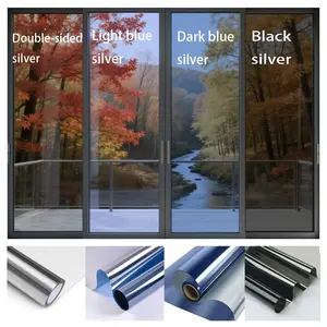 Unidirectional privacy insulation film, sun protection and peeping protection window film, suitable for living room and balcony windows, can be wiped and reused - {23.63 * 196.85 in}