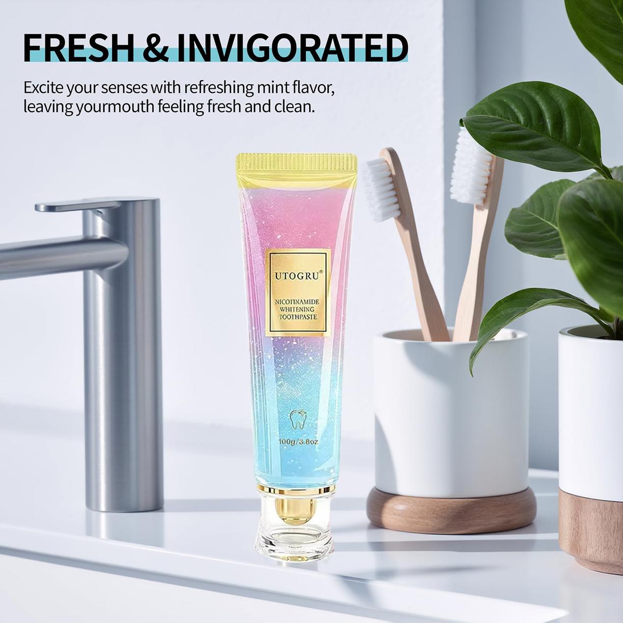 Niacinamide Probiotic Toothpaste - Fluoride-Free Healthy Daily Care Intensive Teeth Whitening Toothpaste, Removes Surface Stains, Enhances Natural Teeth Whiteness, Promotes Oral Health, Healthy Toothpaste