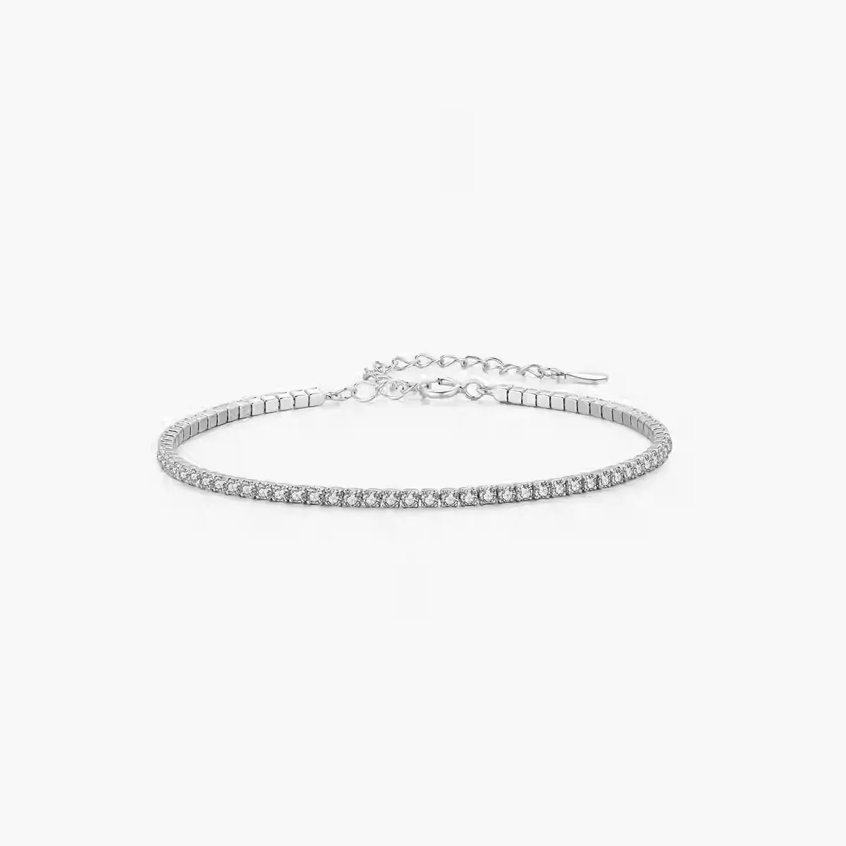Dainty Thin Tennis 5A Zircon Bracelets For Women 18K White Gold Plated 925 Sterling Silver Tarnish Proof Adjustable Chain Beautiful Bracelet Everyday Jewelry Unique Daily Party Holiday Gift, Bracelet Stacking, Bling Effect