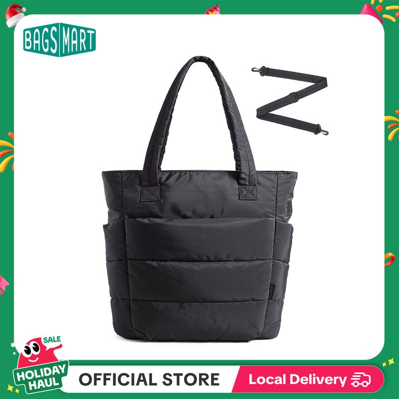 BAGSMART Bubble 21L Puffty Tote Bag for Women with Removable Crossbody Strap Lightweight Shoulder Bag for School Travel Work 15.6" Laptop Friendly Water-Repellent Fabric TikTokShopHolidayHaul