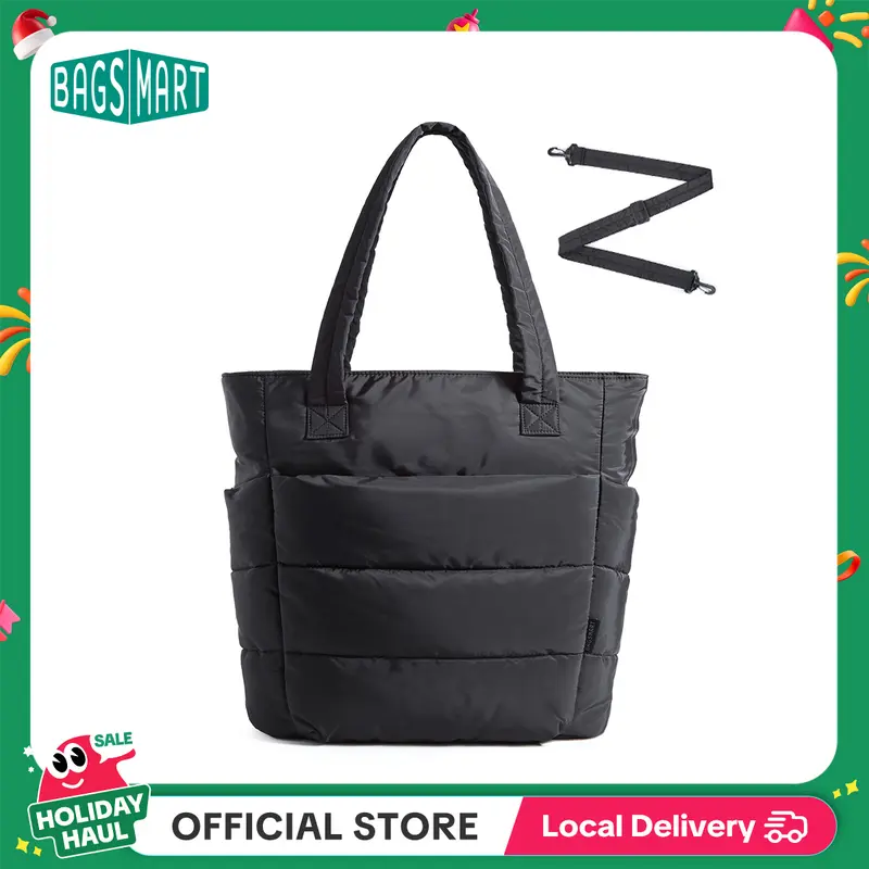 BAGSMART Bubble 21L Puffty Tote Bag for Women with Removable Crossbody Strap Lightweight Shoulder Bag for School Travel Work 15.6" Laptop Friendly Water-Repellent Fabric TikTokShopHolidayHaul