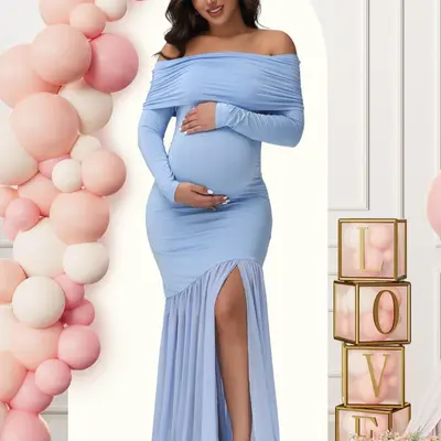 Gown Vestidos De Baby Shower Azul Maternity Dress Vestidos Para