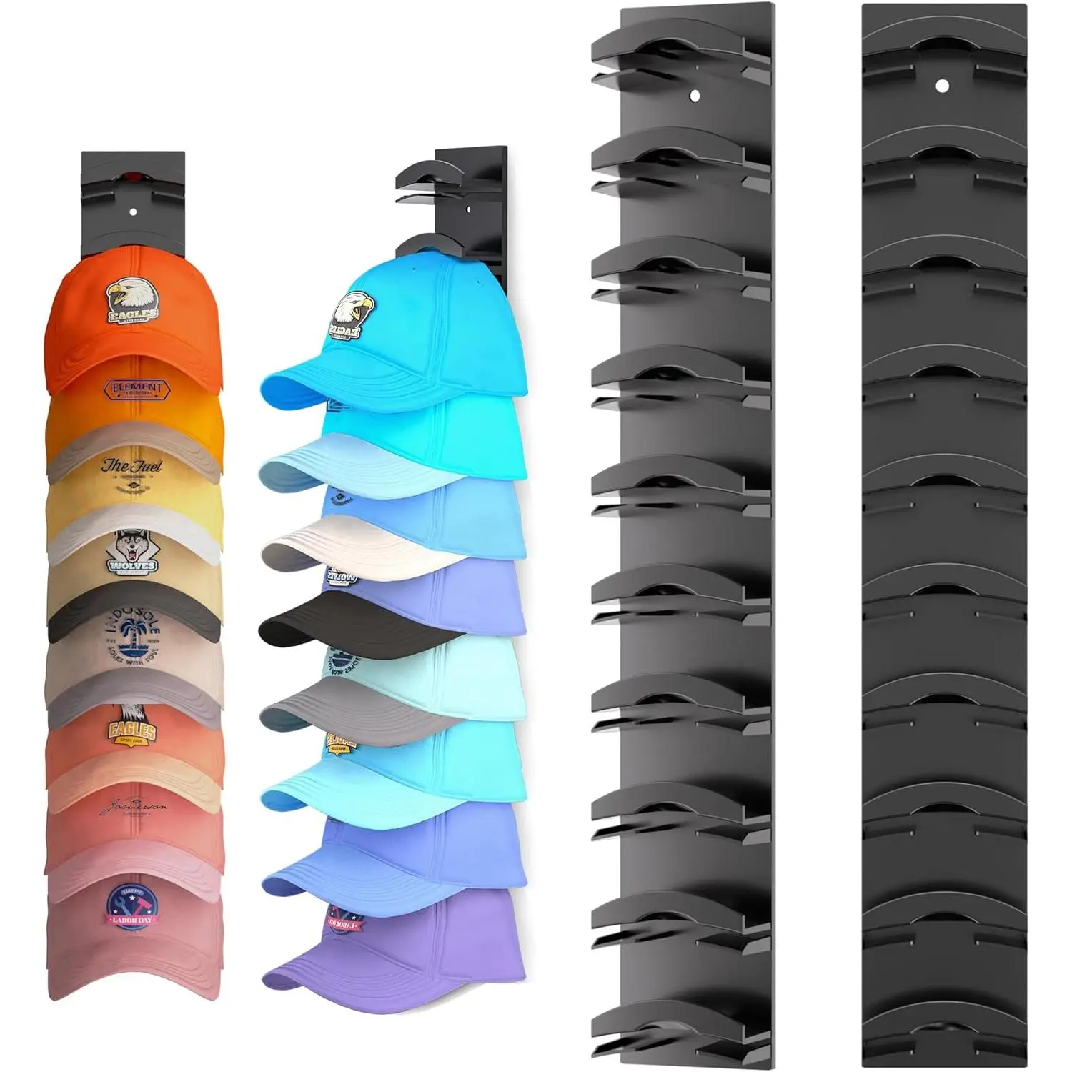 Hat Organizer Hold up to 20 Hats, 2 Pack Hat Rack for Wall with Strong Adhesive, Hat Organizer for Baseball Caps Display for Door Closet, Hat Hanger H