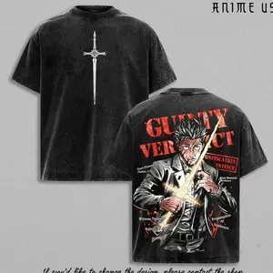 Hiromi Higuruma Jujutsu Kaisen Shirt Vintage Washed Anime Graphic Tee Executioner Sword Judgement Court Dark Aesthetic Oversized Streetwear Shirt for Anime Fans RI1