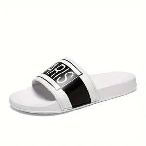[YUELVDA Paris Slides] YUELVDA Men's Plus Size Slides - Casual Slippers with "PARIS" Print, Shock-Absorbing, Quick-Dry for Daily Use