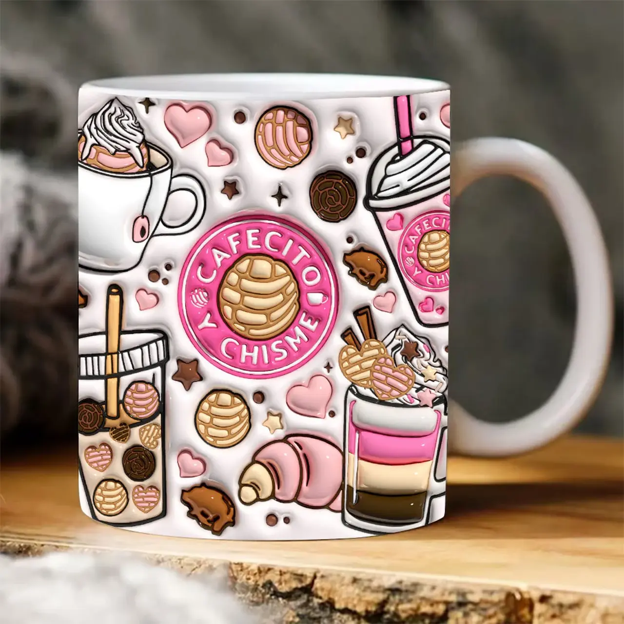 Cafecito y Chisme Mug Ceramic 11oz.