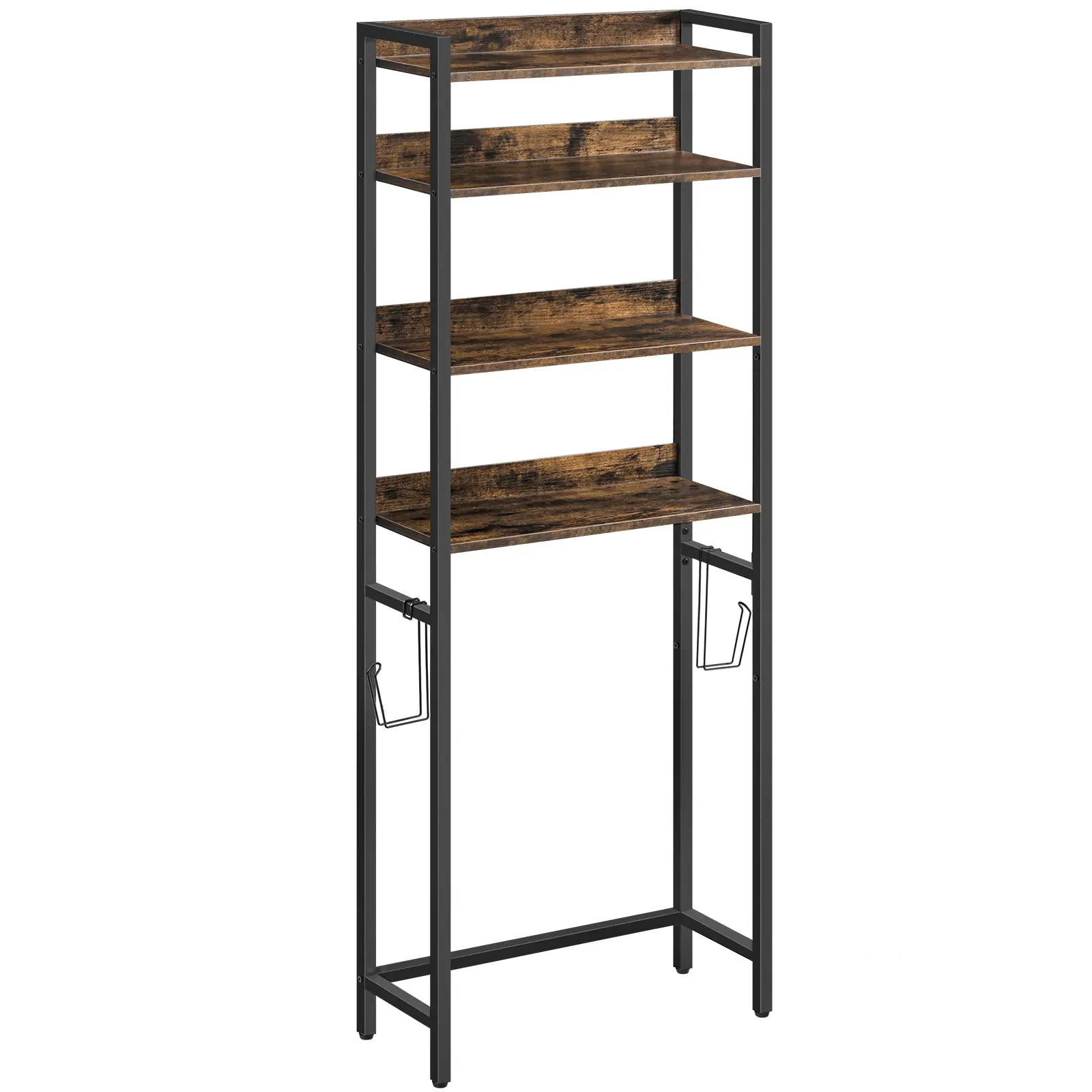 MAHANCRIS 4 Tier Over The Toilet Storage Rack, with 2 Hooks, Bathroom Storage Shelf, Easy to Assemble, Rustic Brown #SummerVibes#DealsforYouDays #SummerGarden