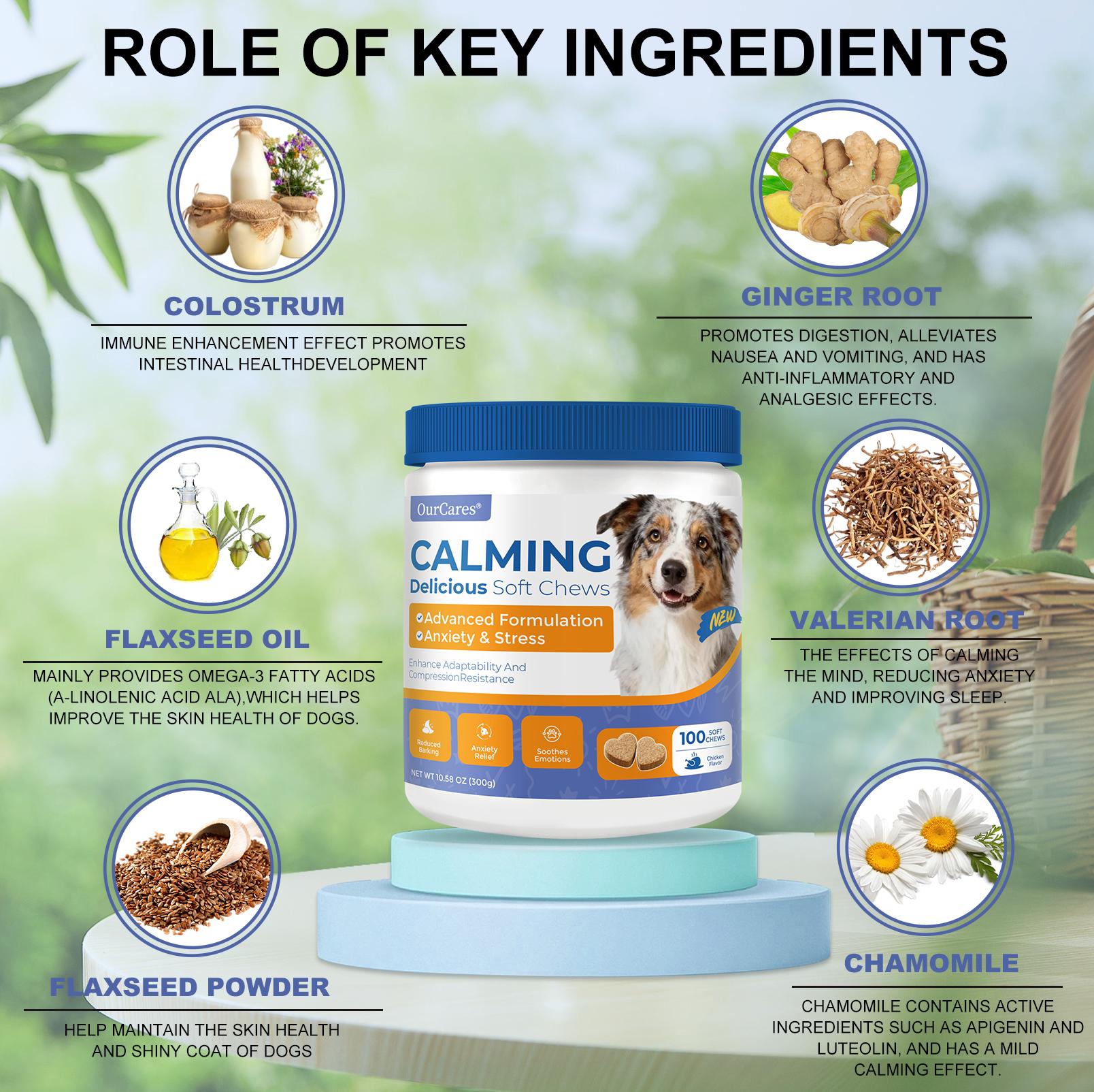 OurCares Generation 2 Calming Chews for Dogs Composure & Relaxation for Everyday Stress & Separation Chicken Flavor 100 Soft Chews Daily Pet Snacks