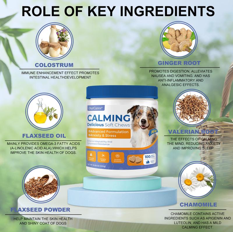 OurCares Generation 2 Calming Chews for Dogs Composure & Relaxation for Everyday Stress & Separation Chicken Flavor 120 Soft Chews Daily Pet Snacks
