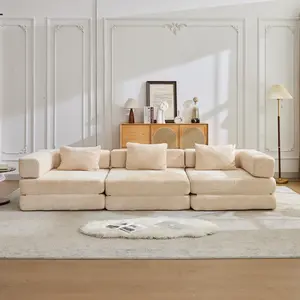 LIVITOPIA Modern Boneless Chenille Sofa Bed With Free Combination,Modular Cloud Sectional Sofa With Cushions,Foldable And Expandable Floor Couch,DIY Fluffy Monster Sofa,Suitable For Living Room And Bedroom.