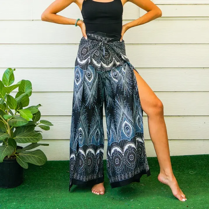 Palazzo Wrap Pants, Boho Pants, Beach Pants, Harem Flow Pants, Open Flow Genie Pants, Bohemian Flow Pants, Belly Dance Pants