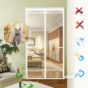 Polyester Magnetic Door Curtain Auto Close No Drilling Required, Ideal for Sliding & Interior Doors, Pet Privacy Screen, Modern Design