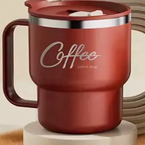 (RED) Coffee Mug - Stainless Steel Travel Cup with Lid, Reusable and Portable Drinkware