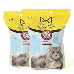 ABCPET Crystal Cat Litter - No Clumping Odor Control Kitty Litter Non-Clumping No Scooping Low Dust Low Tracking Dehydrates Waste 4.4 lbs per pack