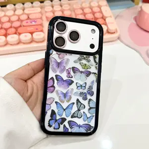 Butterfly Transparent iPhone Case Soft Silicone Compatible with iPhone 17 16 15 14 13 Pro Plus Pro Max Drop Proof Shock Proof Anti Yellowing Fashionable Accessory
