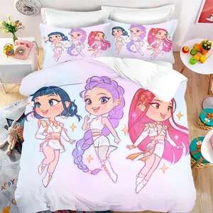 K-POP: Demon Slayer themed bedding set, children's duvet cover set, ultra-soft and comfortable for the bedroom, perfect family gift, suitable for all seasons, home decor, birthday and Christmas gift, Bedding Sheets