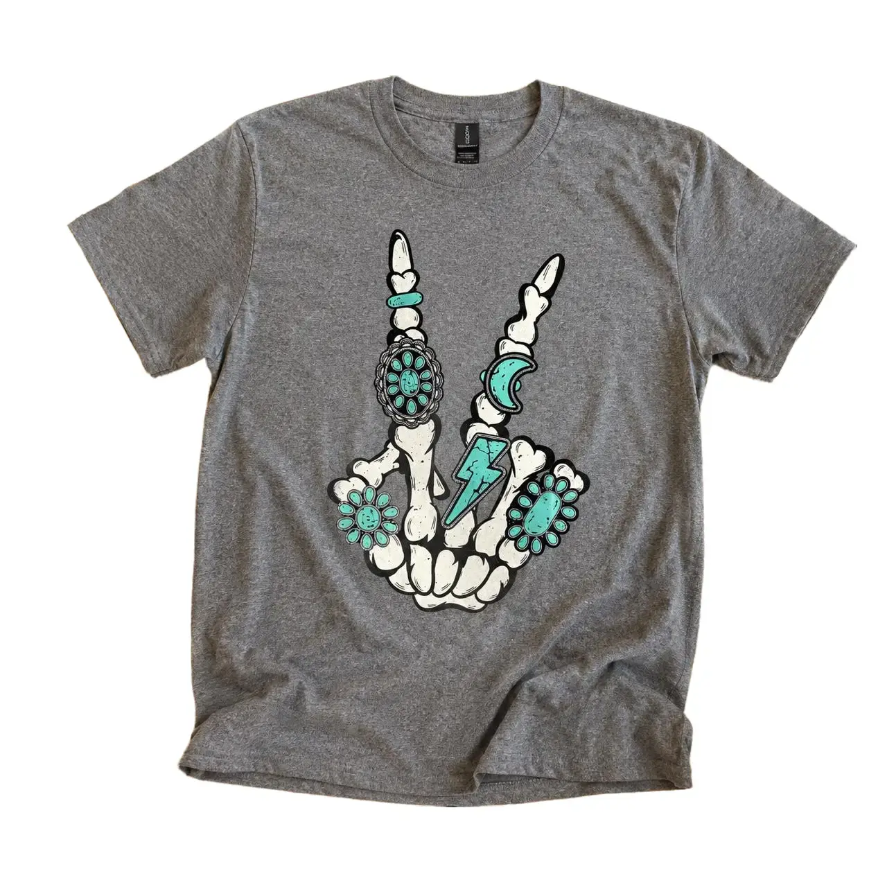 Envy Stylz Boutique Women's Casual Short-Sleeve Printed Skeleton Rings & Peace Sign Fit Graphic Top, Shortsleeve, Tshirt