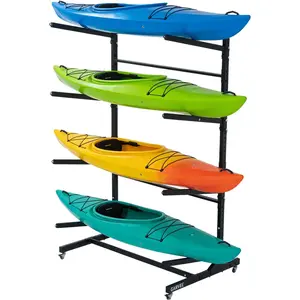 Garvee Heavy Duty 2/3/4-Tier Freestanding Kayak Storage Rack – Adjustable, Rust-Resistant Organizer Stand with Detachable Wheels for Kayaks, Canoes, SUPs & Surfboards – Indoor/Outdoor Water Sports Gear Holder