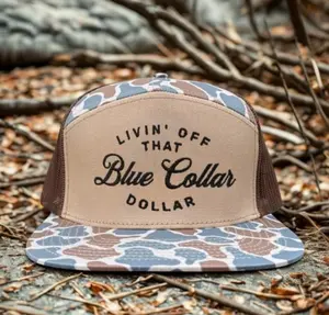 [BUY 2 FOR 1 PRICE] Hat, Livin’ Off That Blue Collar Dollar Trucker Hat – Camo Snapback Cap – Country Workwear Mesh Hat – Blue Collar Pride Gift