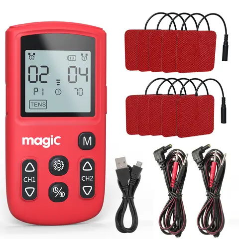 3-in-1 TENS & EMS Muscle Stimulator Massager, USB Rechargeable (10H Battery Life), 40-Level Adjustable, 22 Modes, Dual Channel Personal Care Gadget for Arms, Abdomen, Back Pain Relief & Muscle Strengthening
