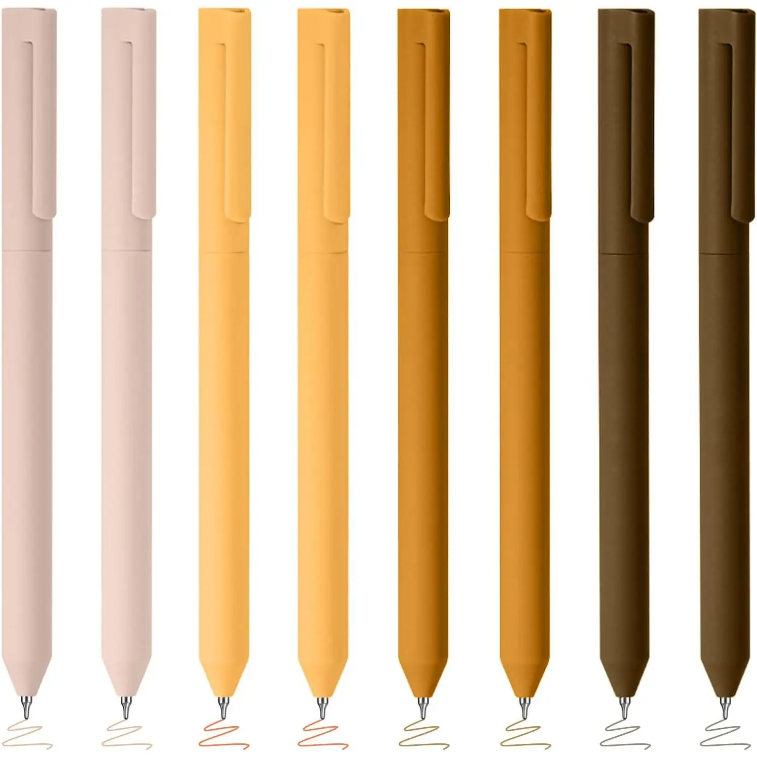 8 count Colored Gel Pens, 0.5mm Fine Point Multicolored Ink Pen, Colorful Pens Smooth Writing for Note Taking and Marking Supplies (Khaki)