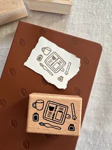 Bear's Planner Spread Wooden Stamp for Journaling