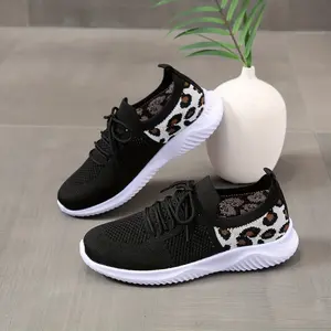 Women's Leopard Print Mesh Sneakers - Breathable Casual Shoes for Walks, Travel & Daily Life