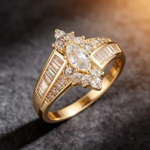 1PC exquisite synthetic zirconia ring, featuring a vintage and luxurious style, with dazzling inlay craftsmanship, suitable for daily wear or as a festive gift for women