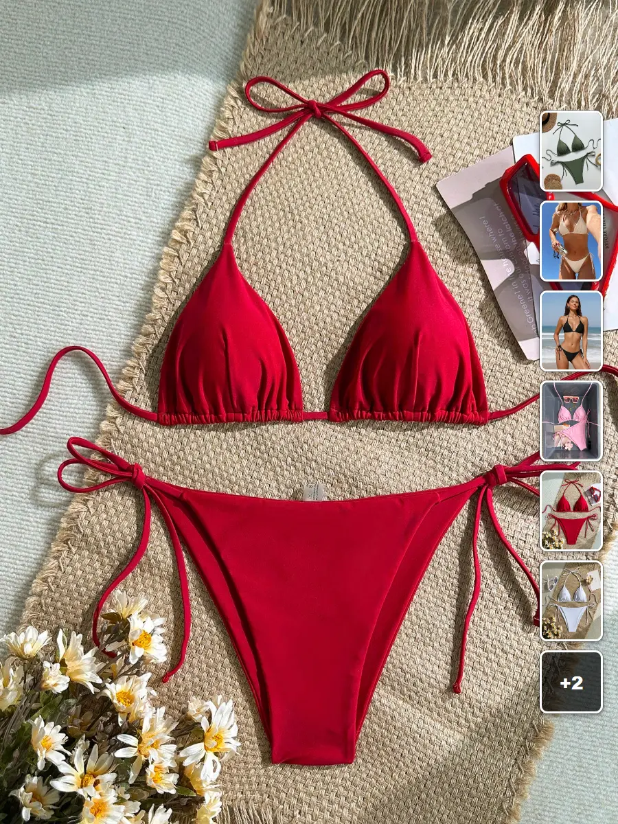 RUTMAN Bikini set halter triangle cup side tie summer beach vacation