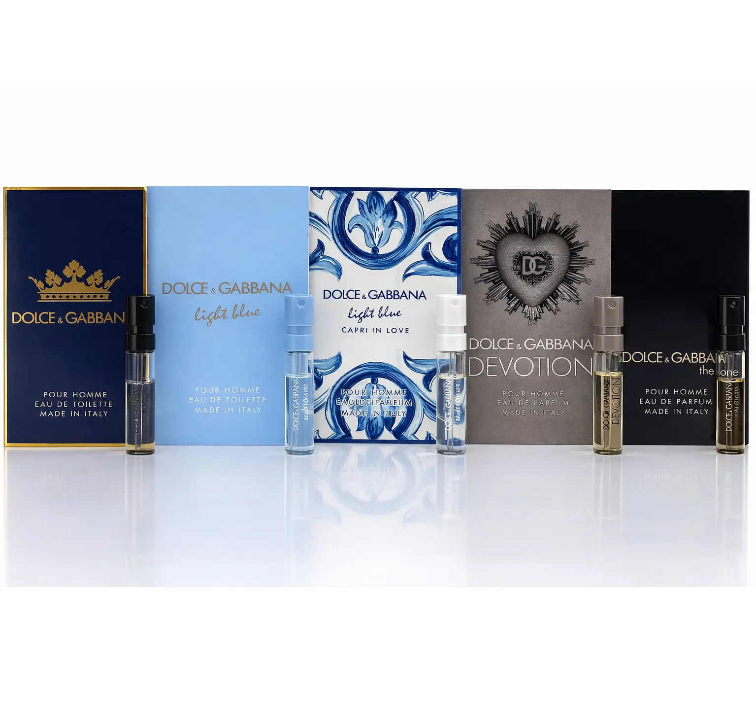 Dolce & Gabbana 5 Pieces Sample Pack For Men (1.5 ml / 0.05 oz Each) Dolce & Gabbana 5 Pieces Sample Pack For Men (1.5 ml / 0.05 oz Each)