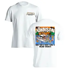 Big Johnson Head Boat Graphic T-Shirt, Funny Vintage Fishing Boat Tee, Retro Double-Sided Humor Shirt, Offshore Fishing Graphic Tee for Casual Wear & Gift, Gift Ideas For Him Her