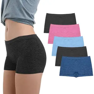 SUNDAY MIRTH Women's Seamless Boyshort Panties Nylon Spandex Underwear Stretch Boxer Briefs Pack of 5