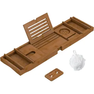Bathtub Tray for Luxury Bathroom, Expandable  Bath Tray with Soap Towel Book Holder, Luxury  Wooden Bath Table for Reading Laptop Over The Clawfoot Walnut