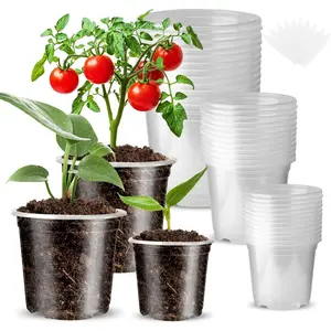 36 Packs 3.5/4/5 Inch Clear  Pots for , Transparent Plastic Pots for  with Drainage Holes Durable Seed Starter Pot Flower Pots with 36  Labels