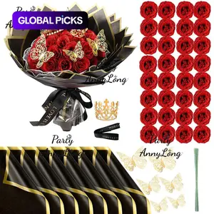 Artificial Rose Bouquet, 11/36 pcs DIY Romantic Faux Rose Flower Bouquet, Decorative Flowers for Home, Parties, Weddings, Anniversaries and Festivals, Artificial Roses Bouquet