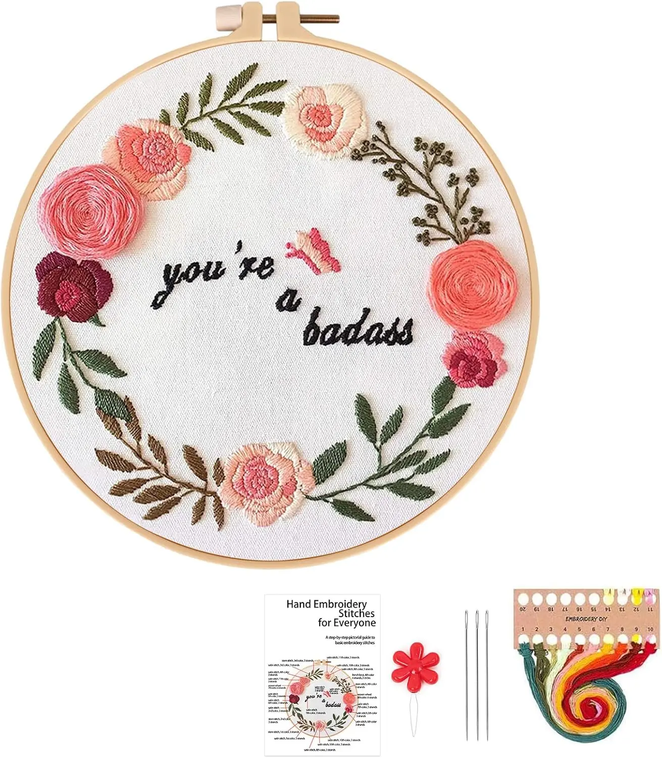 Funny Embroidery Kit for Beginners Adults, Stamped Embroidery  Cross Stitch Kits Needlepoint with Hoop Threads  Tools