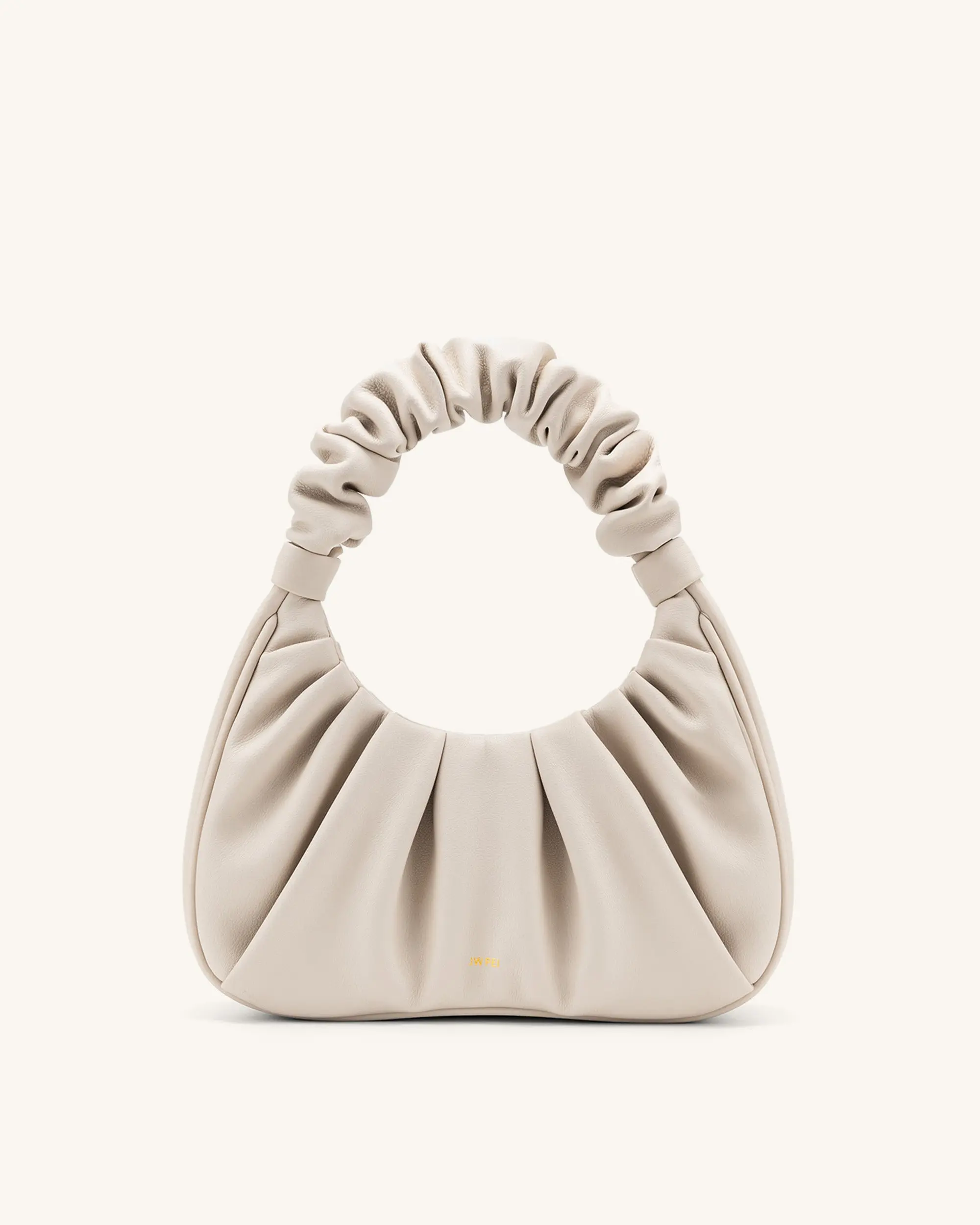 Women's Gabbi Ruched Hobo Handbag - Ivory, Casual Trendy Bag, Shoulder Handbags