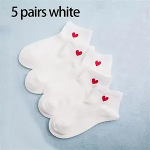 5 Pairs Cute And Sweet Invisible Socks For Women In spring And Summer, Fashionable And Comfortable, Versatile Daily Use Womenswear Socks Bridal Heart