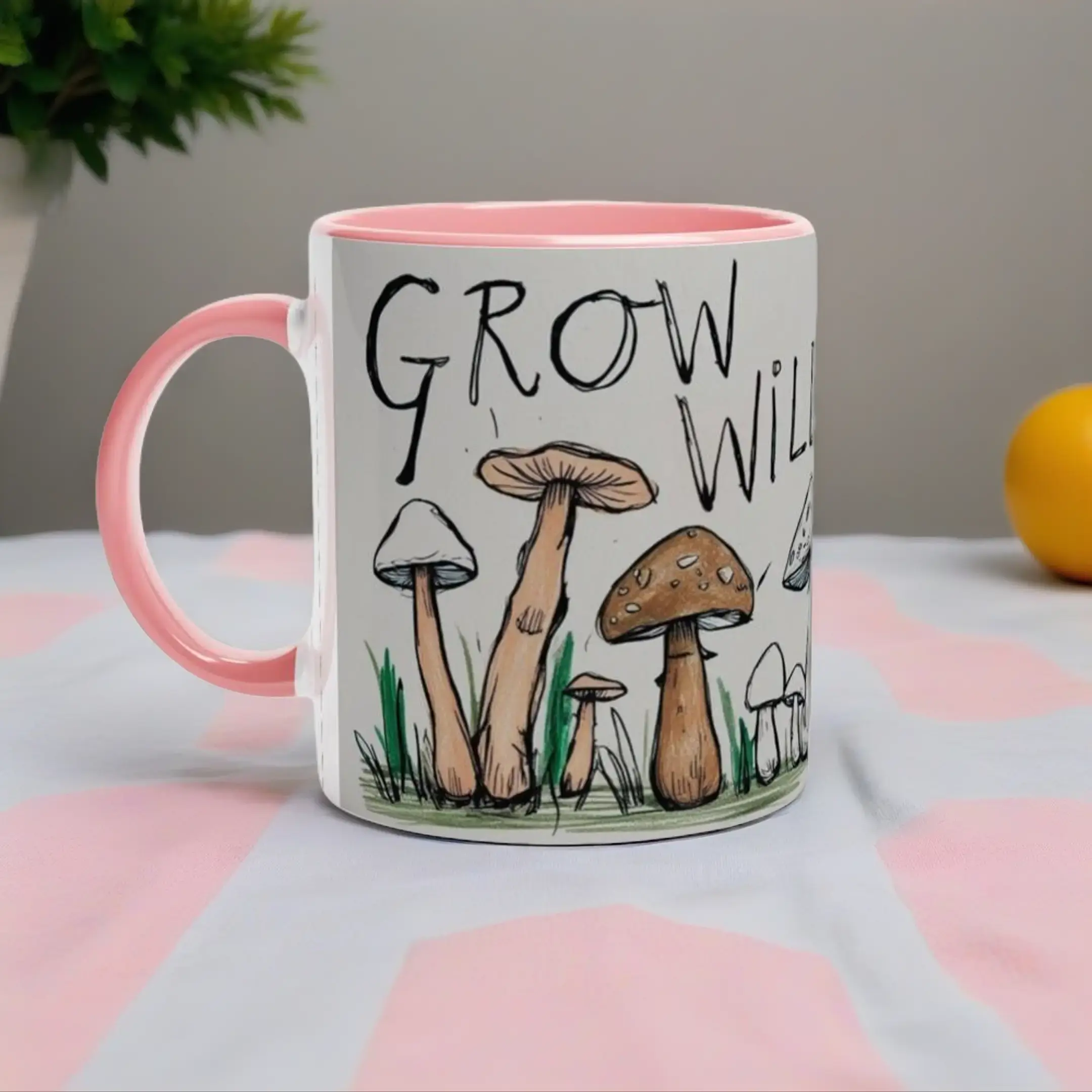 Grow Wild Mushroom Mug |Nature-Inspired coffee cup |Cottagcore tea mug |Fungi 11oz ceramic cup |Mycology lover gift Drinkware