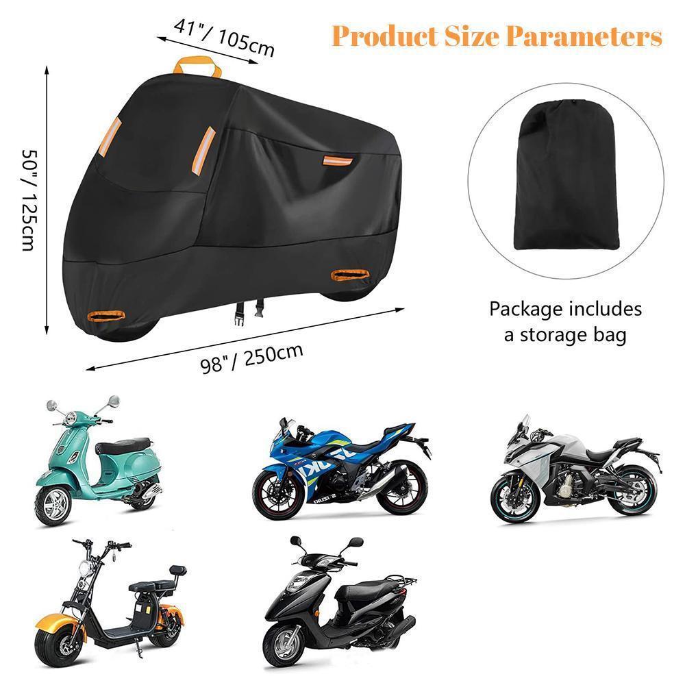 210D Heavy Duty Motorcycle Cover, All Season Durable Waterproof Outdoor Protection Scooter Cover with Keyhole Storage Bag, Rain, Sun, UV Protection 210D Heavy Duty Motorcycle Cover, All Season Durable Waterproof Outdoor Protection Scooter Cover with Keyhole Storage Bag, Rain, Sun, UV Protection