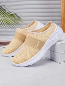 Women's Breathable Mesh Two-Wear Slip-On Mules, Anti-Slip Thick Sole Lightweight Walking Shoes, Comfortable Casual Footwear