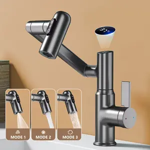 Digital Display LED Basin Faucet 360 Rotation Multi-Function Stream Sprayer Hot Cold Water Sink Mixer Wash Tap for Bathroom washower