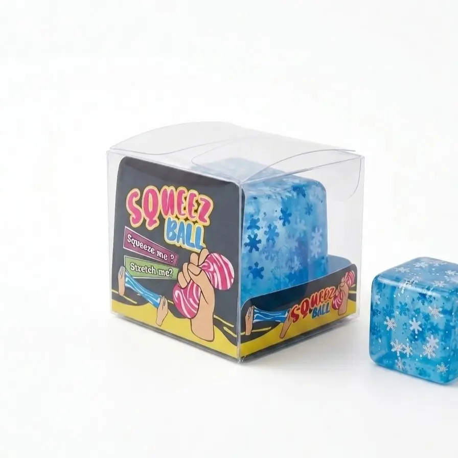 Nice Cube Squeeze Stress Relief Ball - Ice Pattern Squishy Sensory Toy for Anxiety, ADHD, & Hand Exercise - Cool Blue Slime Cube