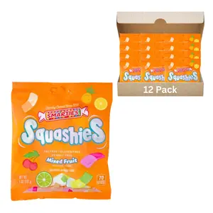 Smarties Squashies 12 pack Mixed Fruit Foam Marshmallows Gummies Candy Gluten Free Gummy Candy Bulk Peanut Free Perfect for Birthday & Holiday Party Favors - 5 oz Candy Bags