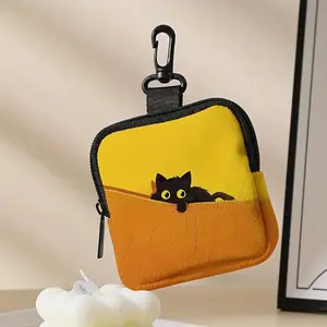 Large Capacity Cat Print Coin Purse, Multifunctional Storage Bag, Durable Polyester Fiber, Perfect Holiday Gift for Women and Girls, Money Bag Purse