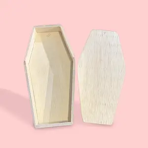 Wooden coffin religious decor 7.5 inches