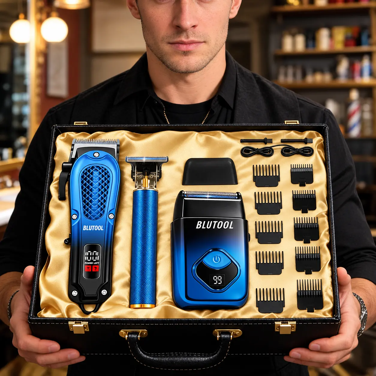 3-Piece Grooming Set | Hair Clipper, T-Trim Trimmer, Electric Shaver, USB Rechargeable with LCD Display | Cordless Shaver for Home and Salon Use, the Perfect Gift for Dad, Husband, or Boyfriend