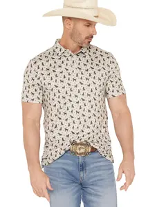 Burlebo Men's Men'S Ducks And Dogs Print Short Sleeve Button-Down Polo - Pp-Dad